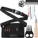 9 Pcs Horse Braiding Kit Complete Mane Horse Grooming Set with Waxed Canvas Bag Easy Start Supplies for Braiding Beginners Christmas Holiday Gifts (Black)