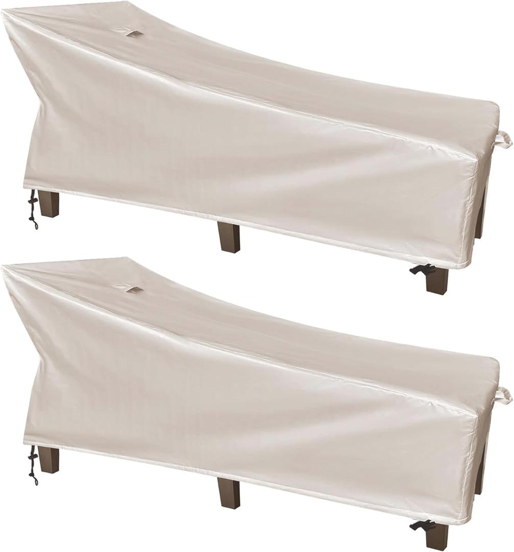 Patio Lounge Chair Cover Waterproof Outdoor Chaise Lounge Covers UV Resistant Special fixed design 78Lx32Wx35H Beige 2Pack Patio Furniture Covers
