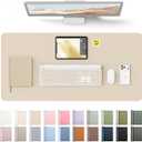 YSAGi Leather Desk Pad Protector, Large Mouse Pad, Non-Slip PU Leather Desk Blotter, Waterproof Writing Pad for Office and Home (31.5" x 15.8", Eggshell)