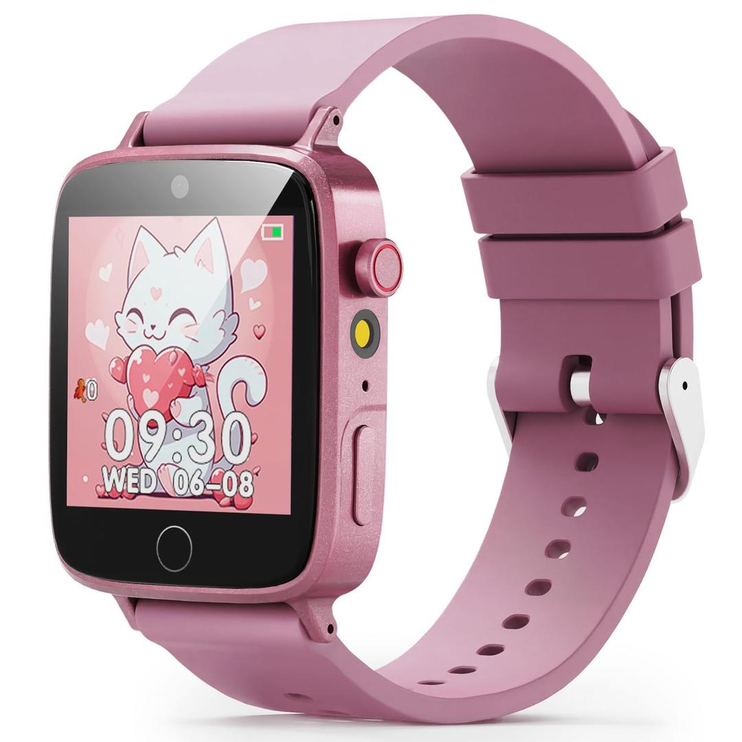 ZUODUN Kids Watches for Girls Toys Age 4-12, Smart Watch for Kids with Camera, 26 Puzzle Games, Alarm Clock, Pedometer, Audiobook, Learn Card, Toddler Watch Birthday Gift for 8 9 10 Year Old Girl
