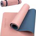 BEAUTYOVO Yoga Mat with Strap, 1/3 Inch Extra Thick Yoga Mat Double-sided Non Slip, Professional TPE Yoga Mats for Women Men, Workout Mat for Yoga, Pilates and Floor Exercises (Cherry Pink & Navy Blue)