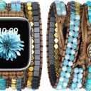 JR.DM Boho Beaded Watch Band Women Compatible with Apple Watch 38mm 40mm 41mm 42mm (S10/11) Turquoise Stone Bracelet Adjustable Handmade Braided Strap for iWatch Series 11/10/9/8/7/6/5/4/SE 3/2/1
