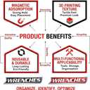 4 x 2026 New 12 Pack of Magnetic Tool Label,General Tool Box Organize Accessories, 3D-Printed Tool Box Labels, Reusable Tags for Steel Toolboxes, Carts, Drawers, and Cabinets (Black)