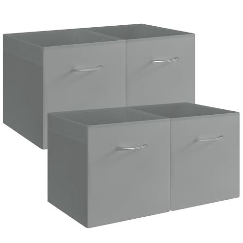 StorageWorks Gray Storage Cubes, 13x13 Storage Cube Bins with Handle, Cube Storage Organizer Bins for Shelves and Closet, Collapsible Storage Bins, 4-Pack