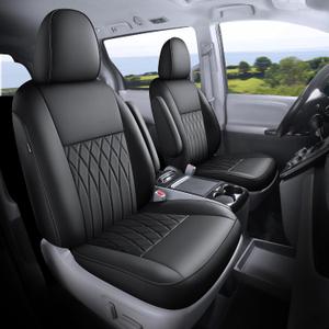 Customized for Toyota Sienna Seat Covers 2011-2020 Sienna 8 Seats 3 Row, Leather Car Seat Covers Waterproof Seat Covers Full Set for Cars, Car Seat Protectors, Airbag Compatible(Black)