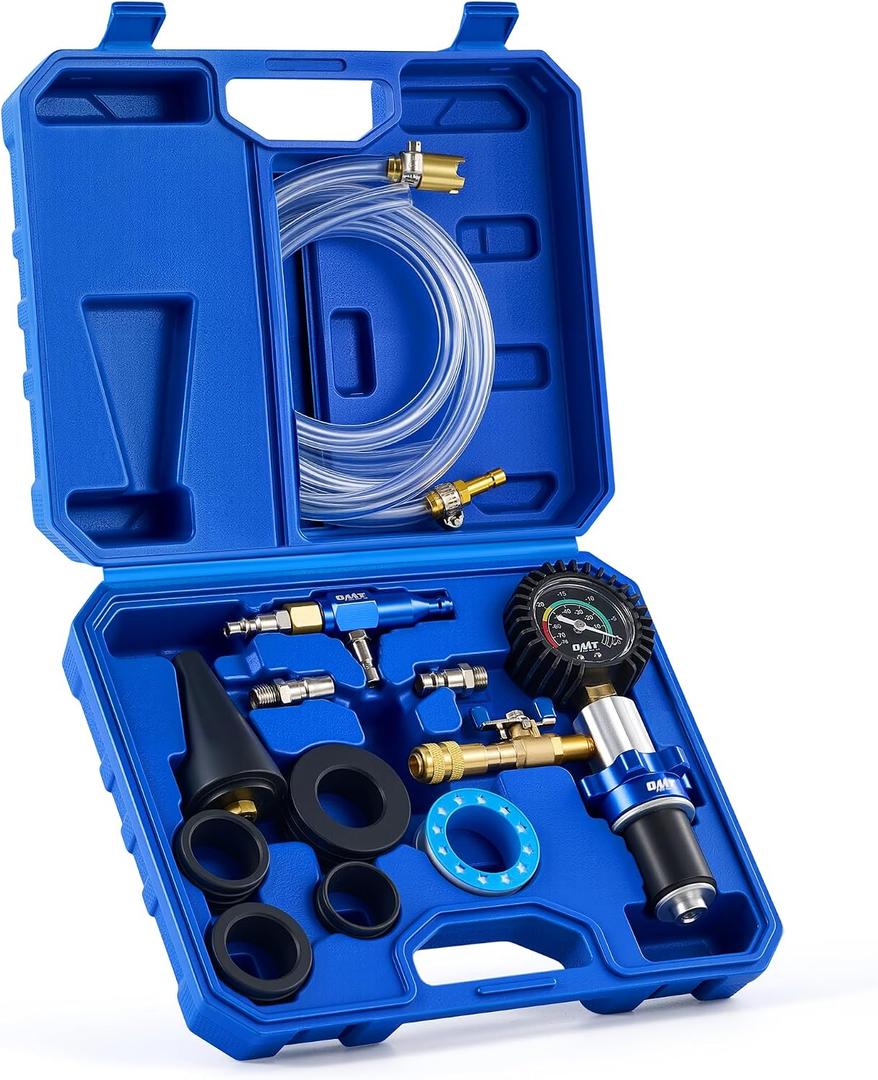 Orion Motor Tech Coolant Vacuum Refill Kit, 13pc Radiator Cooling System Tool Set with Conical Adapter 4 Round Adapters for Leak Detection Cooling Refill, Vacuum Coolant Fill Kit with Splashproof Hose