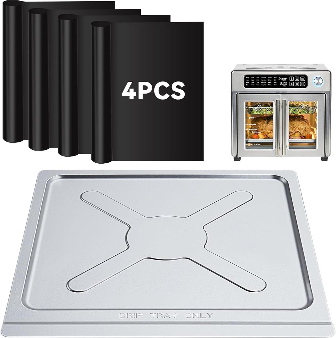Crumb Tray Replacement Compatible with Emeril Lagasse 26 Qt Extra Large French Door Air Fryer, Crumb Tray with 4 Pcs Oven Liners Accessories for Emeril Lagasse 26 Qt Air Fryer