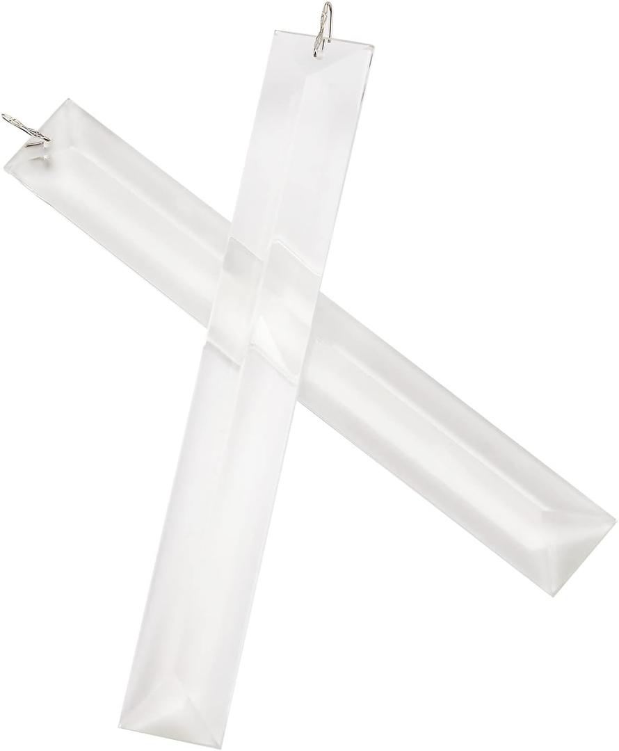 30 Pieces Crystal Bars with 30 Pieces Metal Clip Crystal Strips Replacement for Crystal Chandelier Home Decor 5.9" x 0.9"