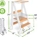 OCODILE Adjustable Foldable Toddler Tower Folding Tower for Kids | Montessori Toddler Kitchen Step Stool Helper for Independence - White