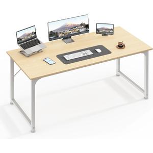Huuger Computer Desk, 48 Inch Office Desk, Gaming Desk with Storage, Writing Desk Work Desk for Home Office, Study, Modern Simple Desk, Large Legroom, Metal Frame, Maple