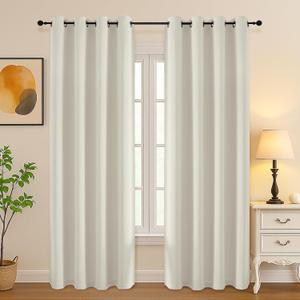 Simplebrand Natural Room Darkening Curtains for Bedroom Living Room 84 Inch Length 2 Panels Set, Thermal Insulated Curtains & Drapes, Solid Grommet Noise Reducing Window Treatment, W50 x L84 Inch
