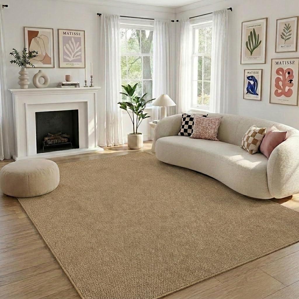 Garvee 8x10 Textured Area Rug for Living Room Washable Area Rugs, Brown