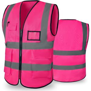 High Reflective Safety Vest for Men Women Breathable With Pocket Zipper for Build Oudoor Work Meet ANSI/ISEA Standard (Small, Cloth-pink)