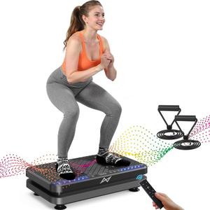 AXV Vibration Plate Fitness Platform Exercise Machine Vibrating Shaking Full Body Shaker Workout Vibrate Stand Shake Board Sport Gym for Weight Loss Fat Burner for Women Men, Black