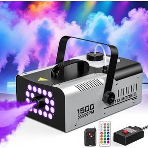 1500W Fog Machine Outdoor Indoor, Halloween Smoke Machine Fog with 20000 CFM Fog Output, 18 Lights 13 Colors and Remote Controls for Party Stage Effect