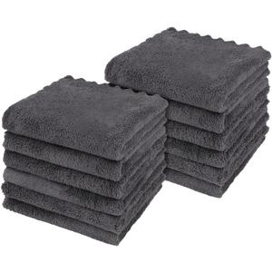 Orighty Ultra Soft Washcloths 12 Pack, Premium Microfiber Towel Sets 12 x 12 inches, Absorbent and Quick Drying Coral Velvet Washcloth, Multi-Purpose Wash Cloths for Bathroom, Hotel, and Gym (Grey)