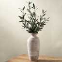 Emotionally Grounded Vase, Vaseking Large Ceramic Rustic Vase, 14.4 inch Minimalist Threaded Decorative Farmhouse Tall Vases for Home Decor, Living Room, Enterway, Table Decoration, Khaki