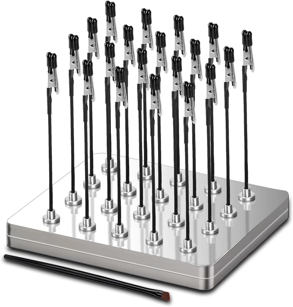 Magnetic Helping Hands for Soldering with 20 Flexible Magnetic Clips - All-in-One Steel Box Station with Brush, Ideal as a Model Painting Stand, Soldering, PCB, and Crafts (Silver)​