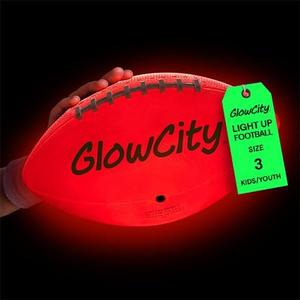GlowCity Glow in The Dark Football - Light Up, Youth Size Footballs for Kids - LED Lights and Pre-Installed Batteries Included﻿
