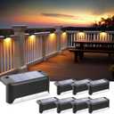 SOLPEX Solar Step Lights Outdoor, 8 Pack Warm White, Black, Waterproof LED Deck Lights for Stair, Balcony, Railing, Front Porch, Yard, Garden and Patio Decor
