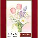 CORE ART 3.5x5 Picture Frame Red Photo Frame, 3.5 by 5 Colorful Frame with HD Plexiglass, Wall or Tabletop Display