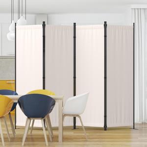 Room Divider 4 Panel Partition Room Dividers & Folding Privacy Screens w/ 3 Metal Feet,88" W Portable Wall Doubles as a Dressing Screen Wall Divider for Office Bedroom Children's Room,White