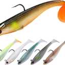 TRUSCEND Easy Catch Pre-Rigged Soft Lures, Unique Vibrating Swim Action and Trembly Sinking Move for More Bites, Amazing Soft Swimbait for Family Fishing, Fishing Lures for Bass Trout Crappie Walleye (3.5",0.45oz)