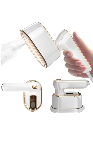 Travel Steamer Iron for Clothes Mini - Portable Ironing Machine Travel Small Size Portable Steamer Travel College Dorm Home Essentials Steamer for Clothes(White)