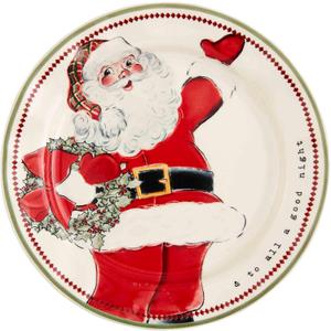 Mud Pie Santa Salad Christmas Plate, Wreath, 8" dia