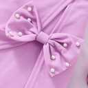 Girl's 2 Piece Outfits Cute Pearl Ribbed Knit Ruffle Short Sleeve T Shirt and Wrap Skorts Set (Pink)