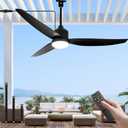 Outdoor Ceiling Fan with Light and Remote, 52-Inch LED 3-Blade Gazebo Fan for Patios, Waterproof DC Motor, 6-Speed Reversible, Dimmable, Timer, 3 Downrods, Black