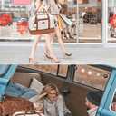 Wogarl 4PCS Weekender Bags for Women Large Overnight Weekend Travel Duffel Carry on Shoulder with Shoe Compartment Canvas Toiletry Bag for Travel Business Gym