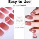 Semi Cured Gel Nail Strips, 28 pcs Gel Nail Stickers, Work with Any UV Lights, Long-Lasting Nail Wraps, Stick on Nails for Women Easy to Apply & Remove