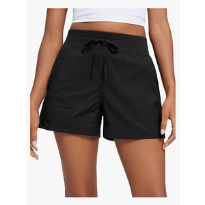 CRZ YOGA Lightweight Casual Shorts for Women 3.5" High Waisted Linerless Athletic Running Hiking Shorts with Zip Pockets, Size S