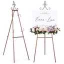 53.9" Rose Gold Easel Stand for Sign, Heavy Duty Metal Display Easel with Storage Bag, Adjustable Art Easel for Wedding Sign, Welcome Sign, Picture