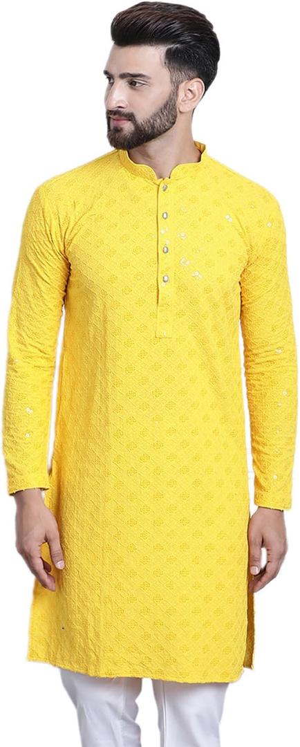 Sojanya (Since 1958 Men'S Pure Cotton Sequence Only Long Kurta, M