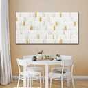 YETHEN WAL White and Gold Abstract Wall Art, Textured Geometric Canvas Painting, Neutral Modern Minimalist Wall Decor for Living Room Bedroom Office 20x40 Inch