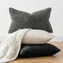MIULEE Pack of 2 Couch Throw Pillow Covers 22x22 Inch Neutral Beige Modern Boho Accent Decorative Pillow Covers Soft Chenille Farmhouse Cushion Covers for Home Decor Bed Sofa Living Room