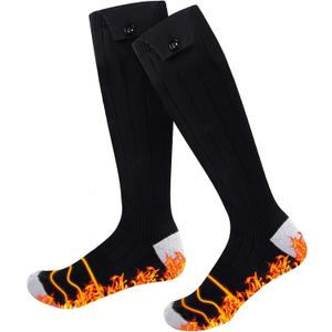 Heated Socks for Men Women - Rechargeable, Washable, Electric Heated Socks Up to 8 Hours with 4 Heating Levels for Hunting, Camping, Hiking, Skiing, Walking, Fishing, Cycling, Outdoor Work (Unisex-adult, Black & Light Grey)