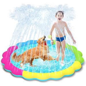 Raxurt Splash Pad, Anti-Slip Splash Sprinkler Pad for Kids Dogs 0.55mm Thickened Durable Upgrade Baby Splash Pad Summer Outdoor Water Toys Backyard Fountain Play Mat, Colorful