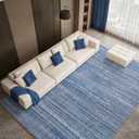 ThreadGlobe Patterned Washable 8x10 Area Rugs Modern for Living Room, Blue