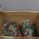 6 Pcs Christmas Garland with 30 LED Lights 36 ft Berry Artificial Garland Warm LED Christmas Decorations Xmas Green Table Decor for Indoor Outdoor Fireplace Stairs Mantel Door Holiday