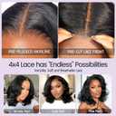 UVVUVV Bob Wig Human Hair 4x4 Frontal Lace Wig 10 Inch Body Wave 180% Density HD Lace Front Wigs Human Hair Pre Plucked Bob Wigs for Women (10 inch, Natural Black)