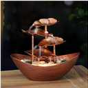 Water Fountains Metal Lotus Leaf Tabletop Fountain Waterfall Indoor Waterfall Fountain 4-Tier Metal Lotus Leaf and Ingot Fountain Small Desk Waterfall Fountain for Home Decoration (Metal Bronze)