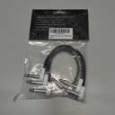 Flat Low Profile Guitar Patch Cable 8 inch for Effects Pedals, S-Shape, 1/4 inch Right-Angle, White, 3-Pack