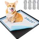 LOOBANI Dog Pee Pad Holder - Silicone Puppy Potty Tray With High Edge and 4 Clamps for Training, Fits Up to 24" x 24" Pads, Black