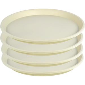 4 Pack 17.7 Inch (15.5 Inch Base) Large Plant Saucer, Round, Beige | Plastic Plant Trays for Indoor & Outdoor Use