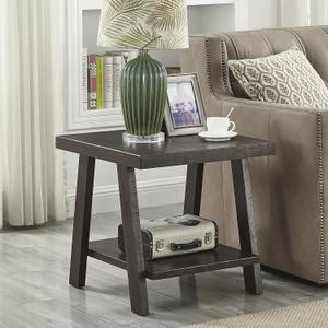 Roundhill Furniture Athens Contemporary Wood Shelf End Table, Weathered Espresso Roundhill Furniture Athens Contemporary Wood Shelf End Table, Weathered Espresso