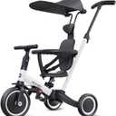newyoo Tricycle for Toddlers 1-3, Toddler Bike, Toddler Tricycle with Push Handle and Canopy, Birthday Gift and Toys for Girl and Boy, 6 in 1 Baby Trike, Balance Bike, TR009, White
