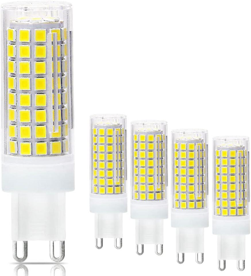 Treie G9 LED Light Bulbs6W60W Replacement Halogen Bulbs Equivalent 600lm,Dimmable g9 led Bulbs AC 120V Voltage Input,G9 Bi-Pin Base Corn BulbG9 BaseDaylight White 6000K(Pack of 4) (6000k)